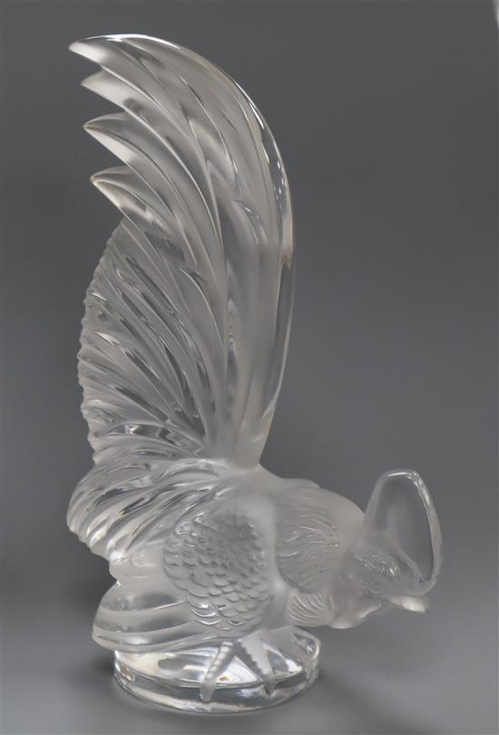 A Lalique Coq Nain glass car mascot